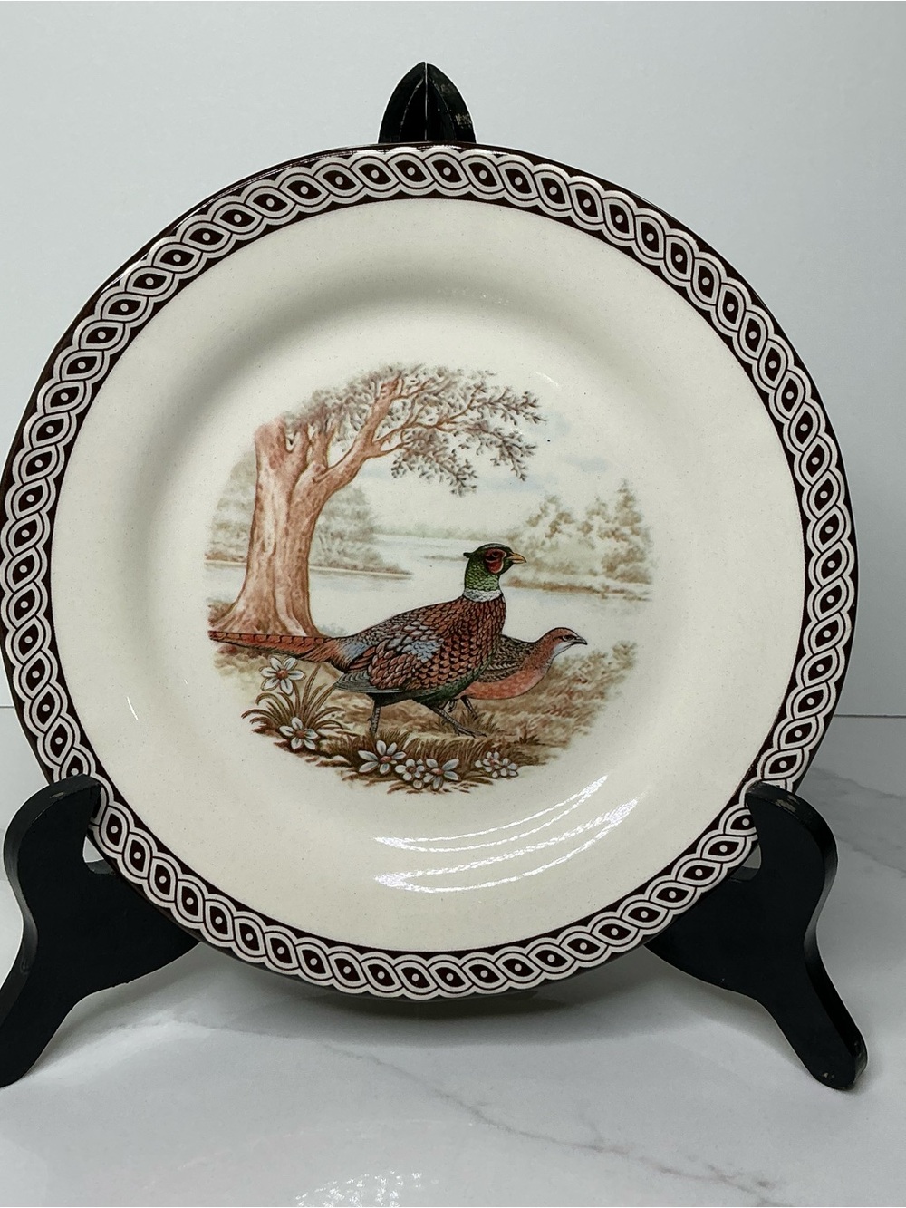 4 LEGEND Salad Plates British Heritage Earthenware Fall Pheasant 8” New